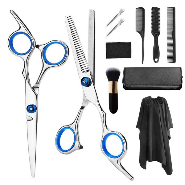 Tijeras de corte de pelo, kit de tijeras de corte de pelo, kit de tijeras de adelgazamiento para el hogar, peluquería y salón