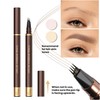 2 Pack 4-Tip Microblading Eyebrow Pen with 2 Brow Brushes,