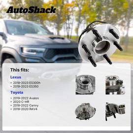AutoShack Pair of 2 Rear Wheel Hub Bearing with ABS Driver and Passenger Side Replacement for Toyota C-HR 2018-2022 Camry 2019-2020 RAV4 2019-2022 Avalon 2019-2023 Lexus ES350 ES300h 5-Lugs HB612646PR