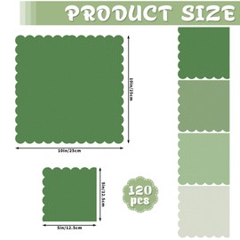 Xiangqu 120 Pack Sage Green Napkins, 5 x 5 Inch Gradient Green Cocktail Napkins Paper Scalloped Napkins Beverage Napkins for Dinner Wedding Baby Shower Bridal Anniversary Reception