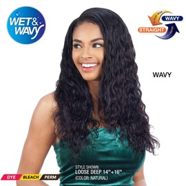 MULTI PACK DEALS! SHAKE-N-GO Naked 100% Human Hair Crochet Braid Wet & Wavy Pre-Loop Type Loose Deep [18"] (3-PACK, NATURAL)