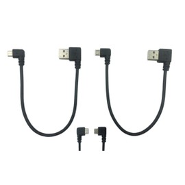 CERRXIAN 9Inch Micro USB Cable Combo Left & Right Angle Micro USB 5 Pin Male to USB 2.0 Type A Left Angle Male Data Sync and Charge Cable (Black)(2-Pack) L