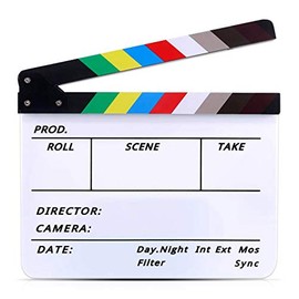Lynkaye Movie Film Video Clapboard irector's Cut Action Scene Clapper Board,Movie Theme Party Decorations - Black/Colorful, 11.8x10.6 inches (Colorful)