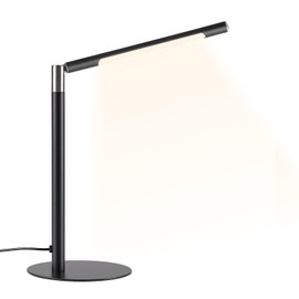 GOODCUCINA LED Desk Lamp, Home Office Eye Lamp, 3 Modes, Infinitely Adjustable Brightness, Metal, Multi-Angle Adjustment, Detachable Desk Lamp with USB (Black)