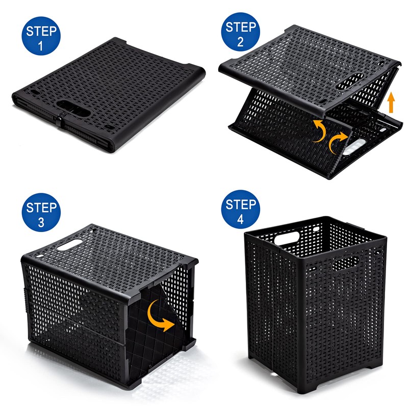 Eslite 42L Collapsible Plastic Laundry Baskets,Foldable Laundry Hamper,Pack of 2