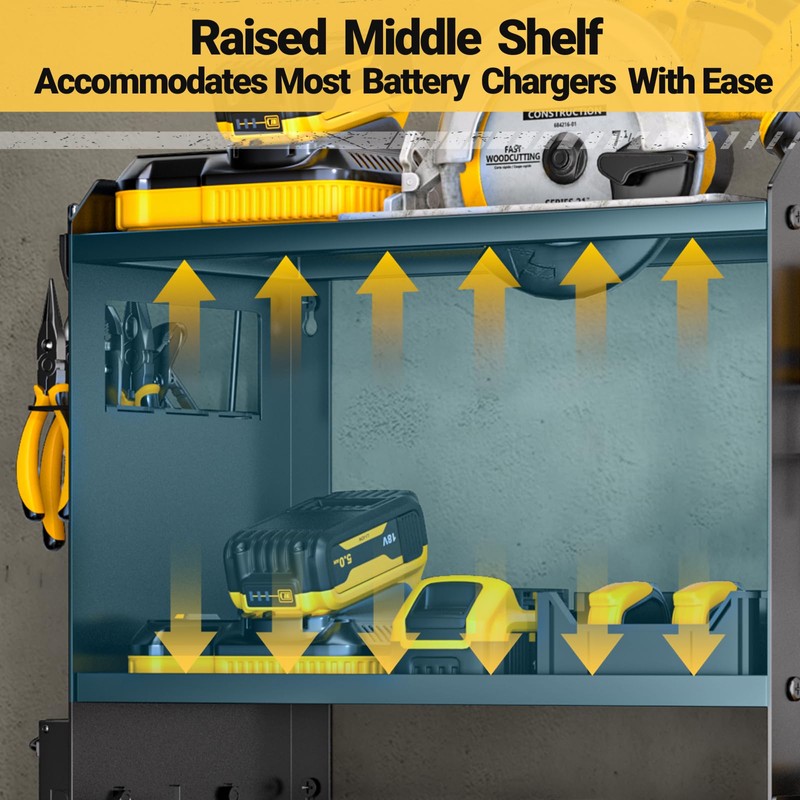 YYR Power Tool Organizer Wall Mount with Charging Station, Cordless