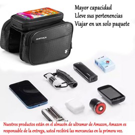 Lumbor37 Bolsa para Bicicleta Impermeable, Bolsa Doble de Viga Delantera para Bicicletas, Bolsa Bicicleta Cuadro con Pantalla Táctil