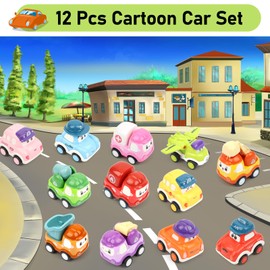 Deepton 6 Pcs Car Toys for 1-2 Year Old Boys and Girls - Pull Back Cars, Toddler Toys, Birthday Gifts for Ages 1 2 3 (Vehicle car)