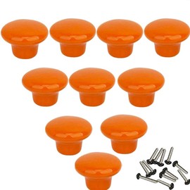Mallofusa 32mm Cabinet Ceramic Round Pull Knobs for Drawer Dresser Kitchen Wardrobe Handles 10 PCS Orange