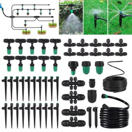 NRWRTY Leak-Proof Drip Irrigation Kit,Quick Connect Irrigation System,2025 New Lock Barbed Garden Watering System with 1/4 inch 1/2 inch Irrigation Tubing Hose for Garden,Raised Garden Bed, Lawn