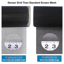 Solar Window Screen Mesh, Anti-UV Solar Screen Fabric Replacement 53" x 118", Adjustable Pollen/Dust/Floc/Rain Barrier Net for Windows, Door, Patio (Black)