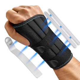 Poligono Wrist Brace with 3 Splints, Wrist Support Adjustable and Breathable for Sports and Everyday Use, Wrist Splint for Arthritis, Sprains and Sprains