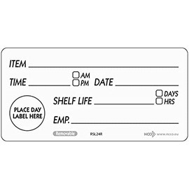 Genware NEV-RSL24R Removable Shelf Life Label, 50 mm x 100 mm (Pack of 500)