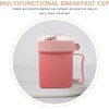 Taza de Desayuno Multiusos con Tapa y Cuchara, Rosa Plástico