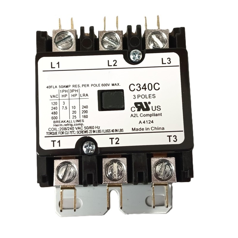 Packard 3 Pole 40 Amp 208/240 Vac Contactor C340C