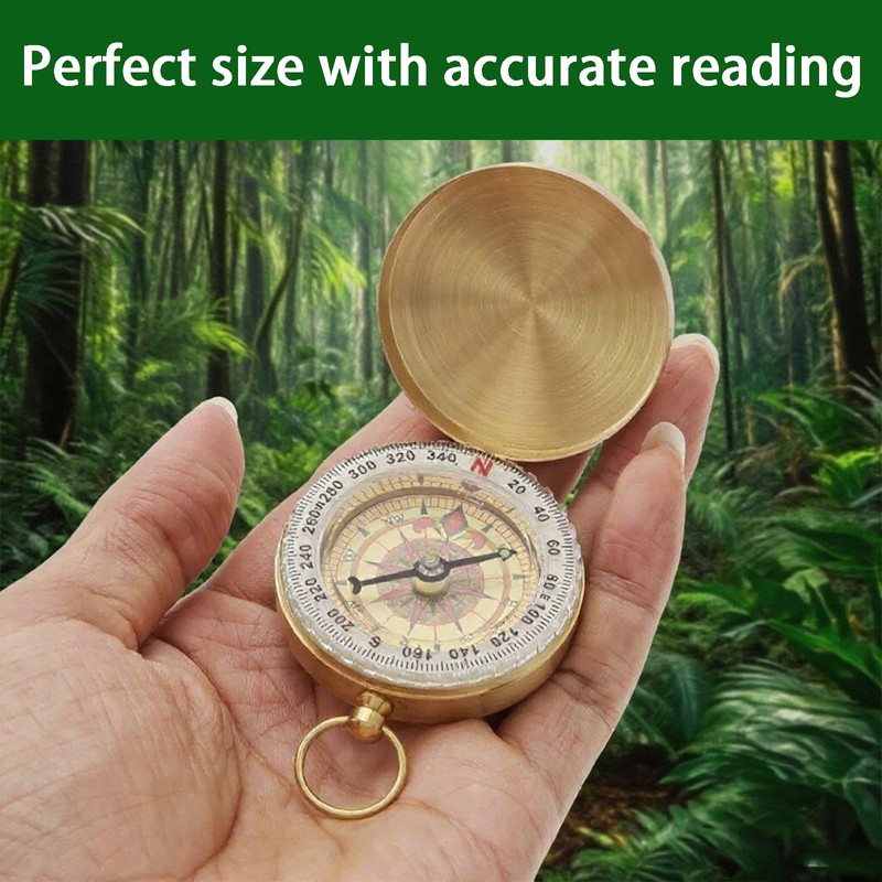 Zvorgath Compass, Camping Survival Compass, Metal Copper Clamshell Style with