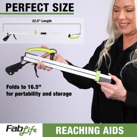 FabLife Reaching Aids for Mobility, Hip Replacement, Knee and Back Surgery, Rehabilitation, Physical Therapy, Recovery Daily Living Aid Grabber Magnetic Reacher Extended Reach with Easy Trigger