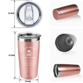 HLIKEM Inspirational 60th Birthday Gift Behind You All Your Memories 20 Oz Stainless Steel Insulated Tumbler Rose Gold Vacuum Travel Mug Car Cup With Splash Proof Sliding Lid 1962 60 Birthday Present