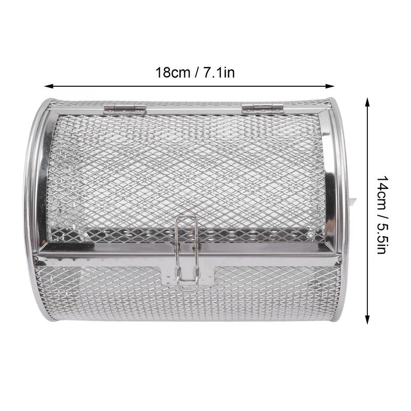 Rolling Grilling Basket Stainless Steel Grill Cage Round Stainless Steel