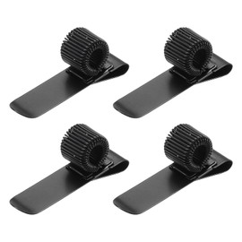 PATIKIL 4Pcs Pen Holder Clips, Metal Pen Clip Holder Adjustable Loop Pen Pencil Organizer with Horizontal Single Spring Loop for Notebook, Clipboard, Black