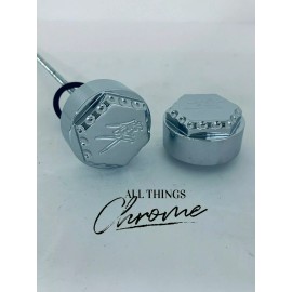 ALL THINGS CHROME HAYABUSA CHROME DIAMOND CUT KANJI ENGRAVED FRONT AXLE CAPS 2007 SUZUKI HAYABUSA