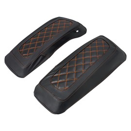 HDBUBALUS Saddlebag Lid Covers Protective Hard Saddlebag Lid Bra Fit For 2014-2025 Harley Touring Road King Electra Glide Ultra Limited FLHTK FLHXS Tri Glide (Orange Stitching)