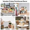 Youeon Set of 3 Rustic Wooden Nesting Crates with Handles,