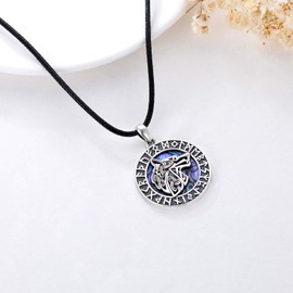 Wolf Necklace 925 Sterling Silver Retro Viking Necklace Wolf Head Amulet Ornaments Vegvisir Pendant Viking Jewellery for Men Women…