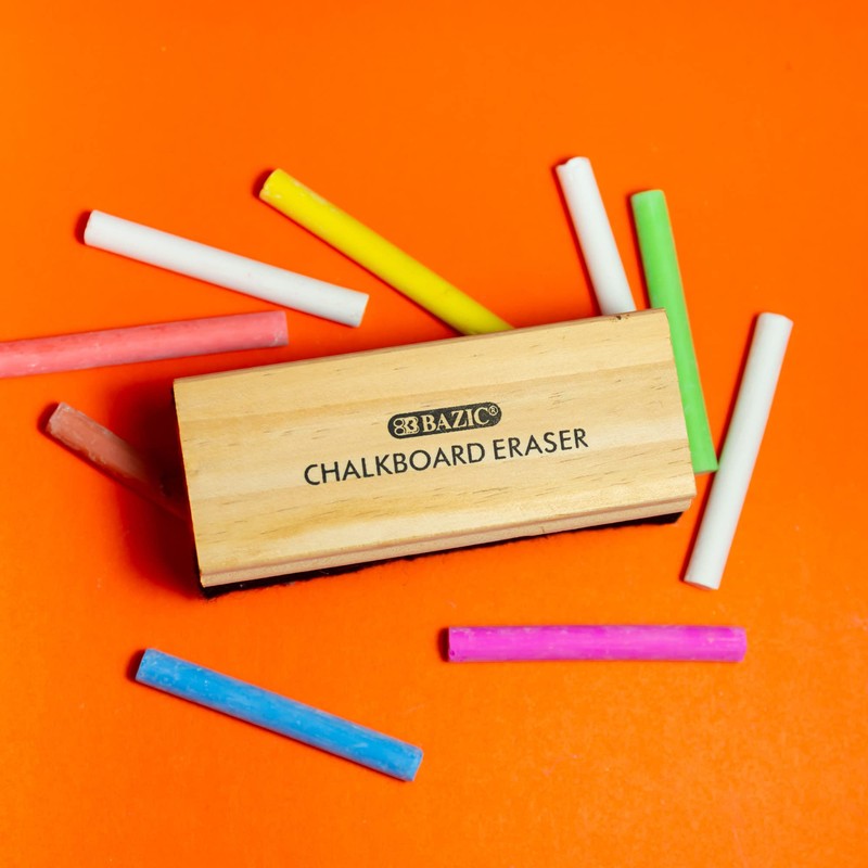BAZIC Products Chalk Board Eraser, Wood Felt Blackboard and White