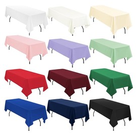 10 Pack  Rectangle Tablecloth for 6ft/8ft Rectangle Tables,Polyester Tablecloth Washable Fabric Table Cloth for Wedding Dining Table Buffet Parties Camping:_White_10 Pack_90*132inch