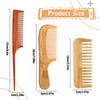 3 Pcs Bamboo Comb Set Bamboo Fine Tooth Comb Wide