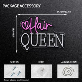 Runalosa Hair Queen Neon Sign Dimmable Barber Shop Neon Light Sign for Wall Decor Haircut Hairdresser Led Signs for Hair Salon Store Beauty Room Makeup Studio Business Decor Gift 13.7" x 11"