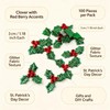 Christmas Holly Decorations, 3cm Green Holly Leaf, Red Berry