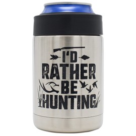 "Rather Be Hunting" Insulated Can Cooler - Great Hunting Gift for Men, Unique Birthday or Christmas Idea for Deer, Bear, Duck, Bird, and Camo Coolie Loving Dads and Bow Hunters, USA-Owned Company