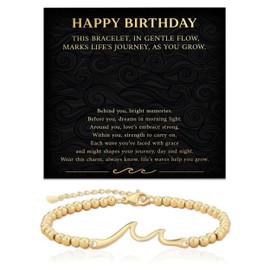 HYPESTYLE Birthday Gifts for Women, Through The Waves of Life, 18K Real Gold Plating Birthday Bracelet for Women Friend Sister Daughter Mom Grandma