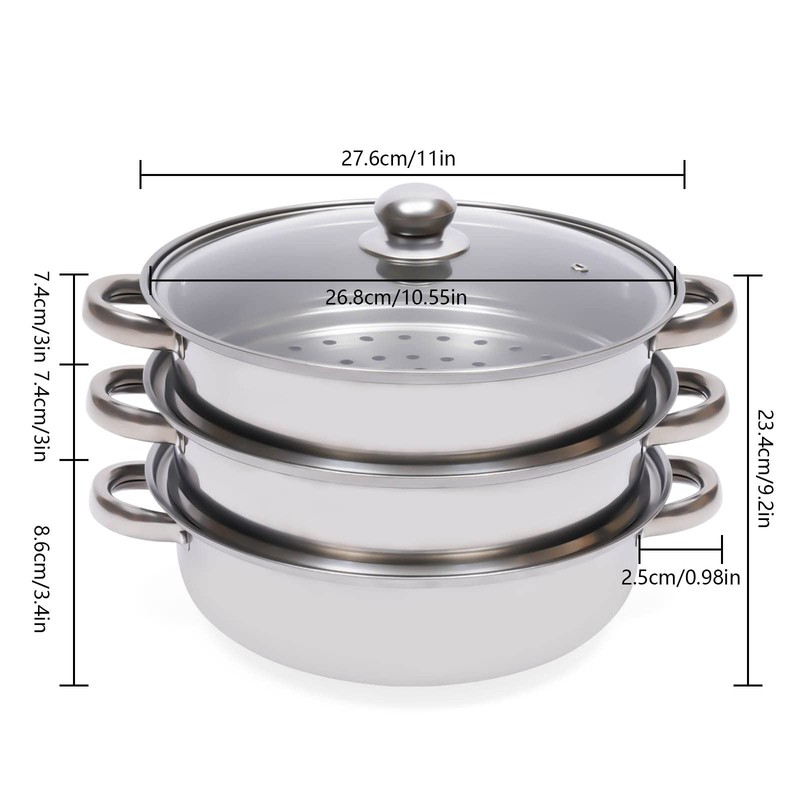 FIPINIXK Three-Layer Steamer Pot for Cooking Multipurpose Vegetable Steamer Stainless