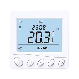 Smart Control, Electric Heating Thermostat, White, Weekly programmable Voice Control, Multifunctional with 3.2inch LCD, Weather Forecast for Home (Type 3)