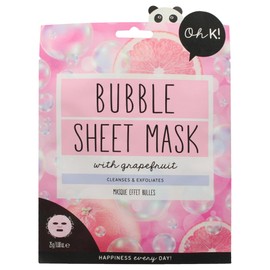 Oh K! Bubble Sheet Mask - Grapefruit - Korean Face Mask Sheet - Facial Skin Care Products - Clean Korean Skincare - Hydrating Face Sheets - 1 Pc