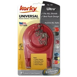 Universal Replacement Flapper Fits Most Toilets 2" Standard Long Lasting with Stainless Steel Chain Water Saver Pack (Red, Displacement Bag)