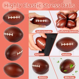 LiYiQ 24Pcs Sports Stress Balls Football Stress Ball for Kids 2.36 Inch Foam Bouncy Balls Bulk Fun Balls Party Favors Sports Party Favors Goodie Bag Stuff for Kids Classroom Exchange