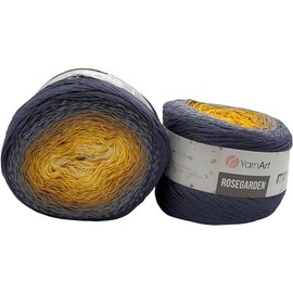 500 g Ilkadim Export Rosegarden, 500 g Bobbel Wool Colour Gradient, 100% Cotton, Bobble Knitting Wool, Multicoloured (White Ochre Grey 326)