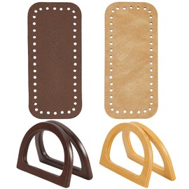 FREEBLOSS 2set Crochet Bag Making Kit Crochet Bag Bottom and Handle Purse Handles for Crochet Bags DIY Bag Accessories PU Leather Bag Bottom Base Pad Shaper Purse Handles