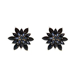 Rhinestone Flower Stud Earrings Sparkly CZ Cubic Crystal Daisy Sunflower Earrings Statement Floral Wedding Party Birthday Jewelry Gift-black