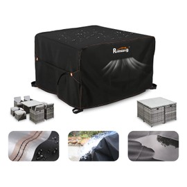 Patio Furniture Covers Waterproof, Square Outdoor dining Table Coffee Cover for winter , Heavy Duty patio table covers for outdoor furniture 49" L x 49" W x 28" H Black
