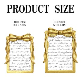 2 Pcs Gold Vintage Picture Frames Bowknot Resin 6" & 7" Home Wedding Decor
