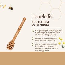 bedrop Honey Spoon Made of Real Olive Wood, 13 cm, Handmade in Tunisia, Small Family Manufactory, Sustainably Packaged (Honey Spoon (Single)