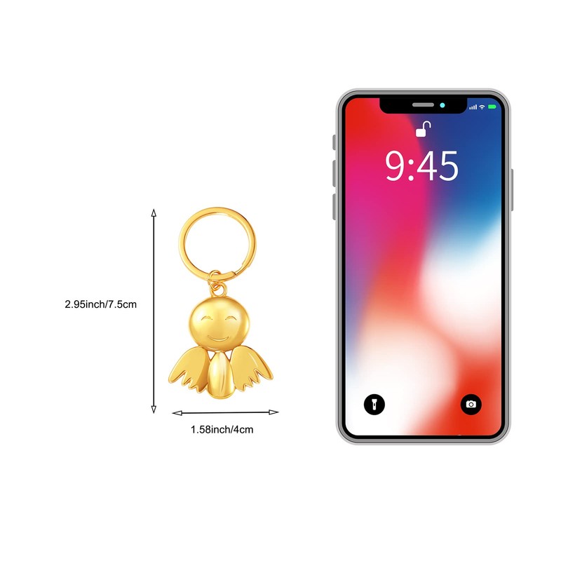 HEZEN Smile Angel Keychain,Car Key Pendant,Key Chain Charm, (Light Gold)
