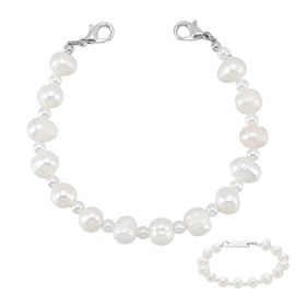 PH PandaHall Medical Alert Bracelet for Women, 8 mm Natural Freshwater Cultured Pearl Bracelet, 15 cm, Interchangeable Replacement Strap for Medical ID Bracelets (ID Tag Not Included)