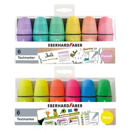 EBERHARD FABER 599040 Mini Highlighter Set, 12 Markers in Neon and Pastel Colours with Chisel Tip