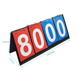 ZUFECY Table Top Scoreboard, Score Keeper Flipper Scoreboard for Basketball Tennis Badminton Sports (4-Digit)
